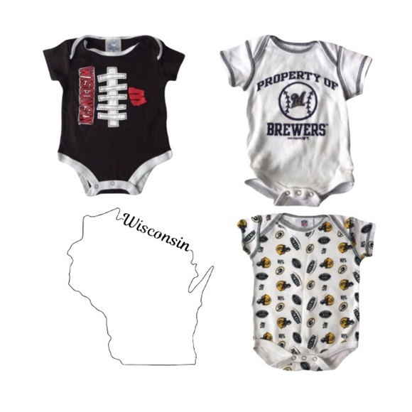 Bundle of 3 Wisconsin Baby Bodysuits - Picture 1 of 16